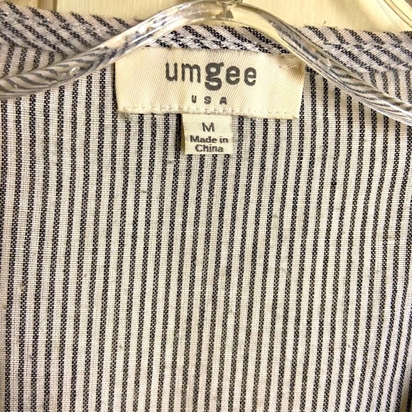 UMGEE Boho Striped Top 3/4 Sleeves Embroidered Floral Design 100% Cotton Size M - Picture 5 of 5